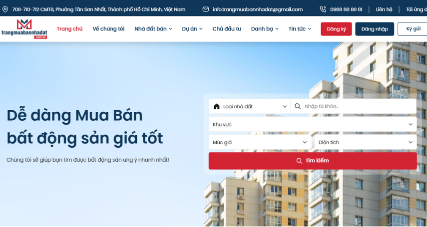 Nền tảng mua bán bất động sản Trangmuabannhadat