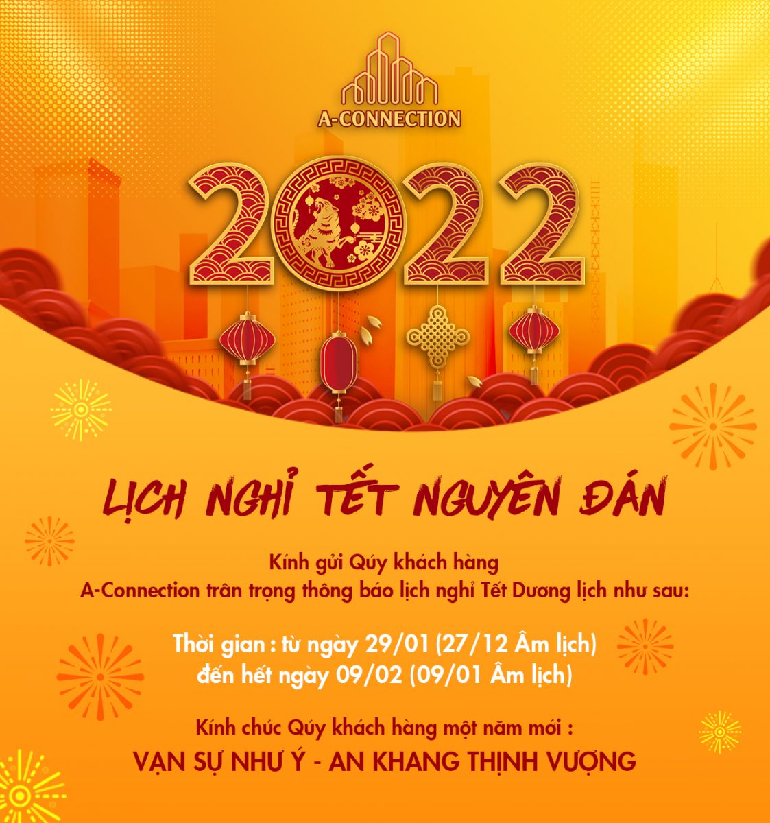 Thông báo nghỉ Tết Nguyên Đán năm Nhâm Dần 2022 a-connection.com.vn